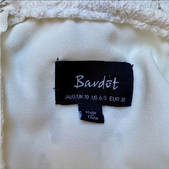 Bardot Orchid Ivory Off Shoulder Lace Mini Dress Size 6 - Picture 12 of 13